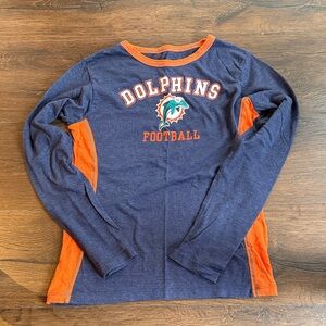 Dolphins Football Long Sleeve Shirt - Blue and Orange Small